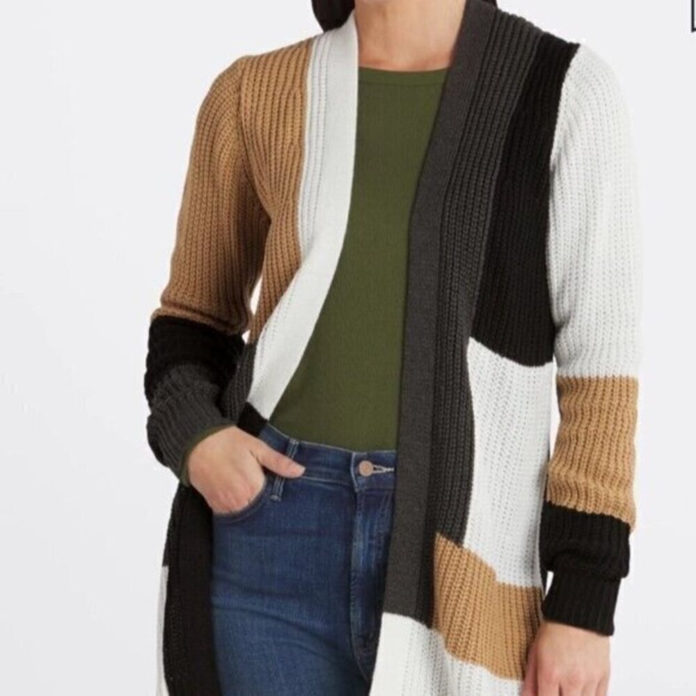 Fortune + Ivy Edwina Open Front Longline Cardigan Multicolor Knit NWT Size M